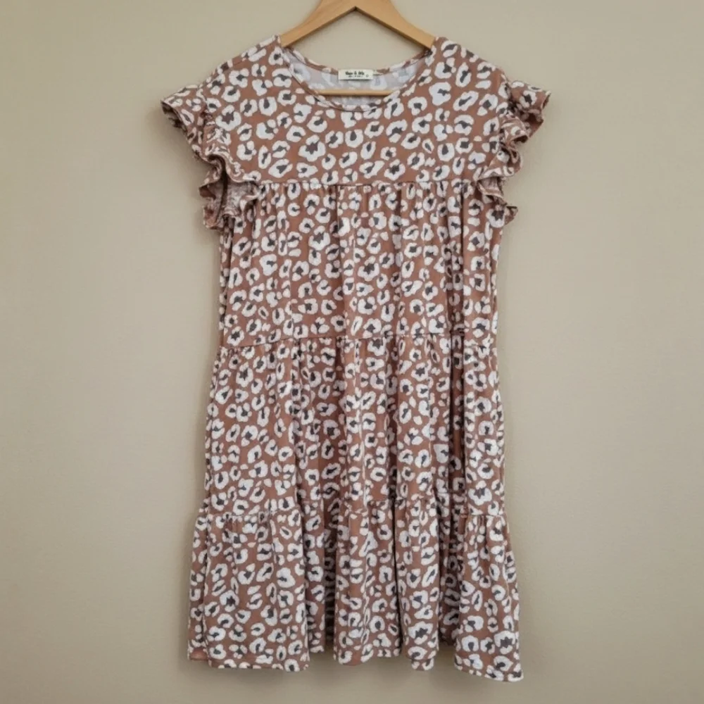 You & Me Leopard Tiered Baby Doll Dress | Size M | Pockets - Picture 5 of 7